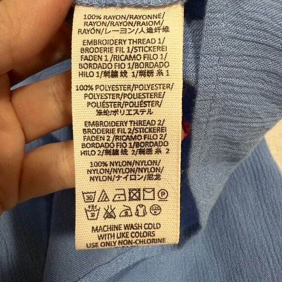 Free People Wind Willow Embroidered Mini Peasant Boho Blue Dress Size‎ S - Picture 10 of 10